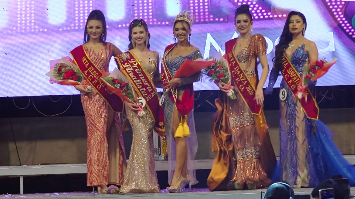 Gabriela Durán y las distinguidas del certamen Carnaval de Oruro (Foto: Mediabol)  
