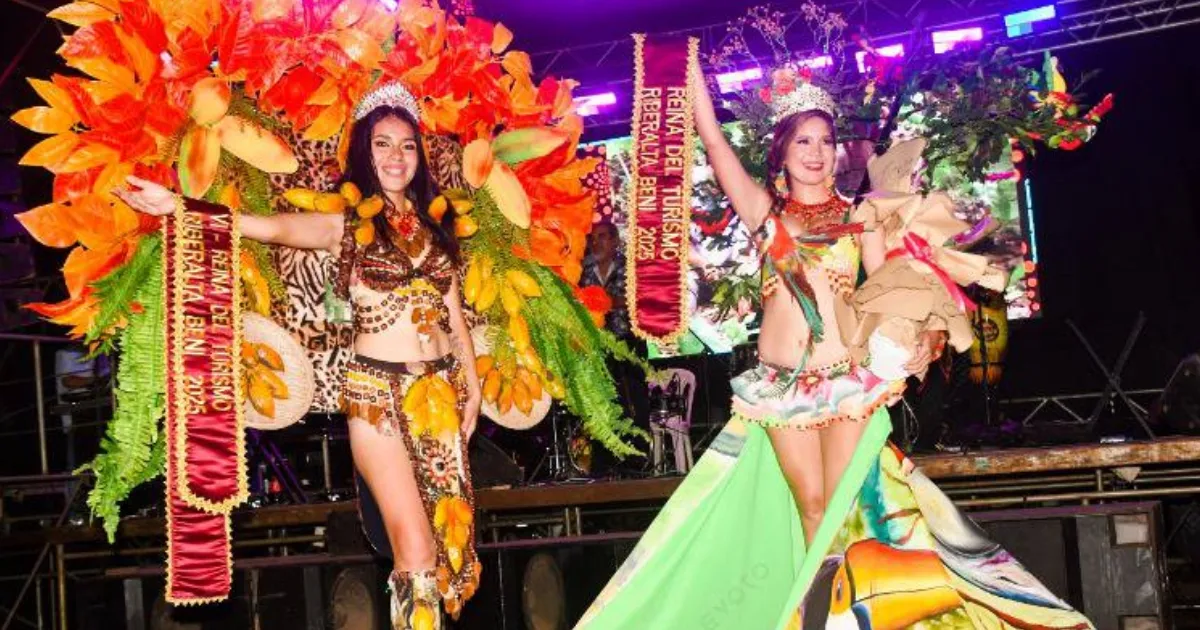 Yoisy Vaca y Valeria Suárez, soberanas de turismo, Riberalta (Foto: GAMR)